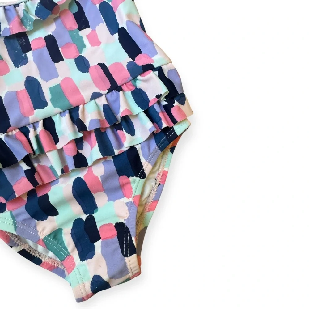 Kate Spade Swimsuit Ruffle Trim Abstract Print One Piece‎ Swimsuit